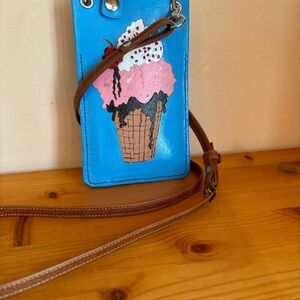 Cross body leather phone case